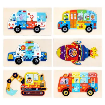 Lemn Vehicule Puzzle-Uri | Trafic Forma Montessori Puzzle Lemn Vehicule Puzzle Forma Montessori Jucării De Învățare Preșcolar Educat